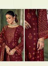 Appealing looking salwar suit in maroon colour